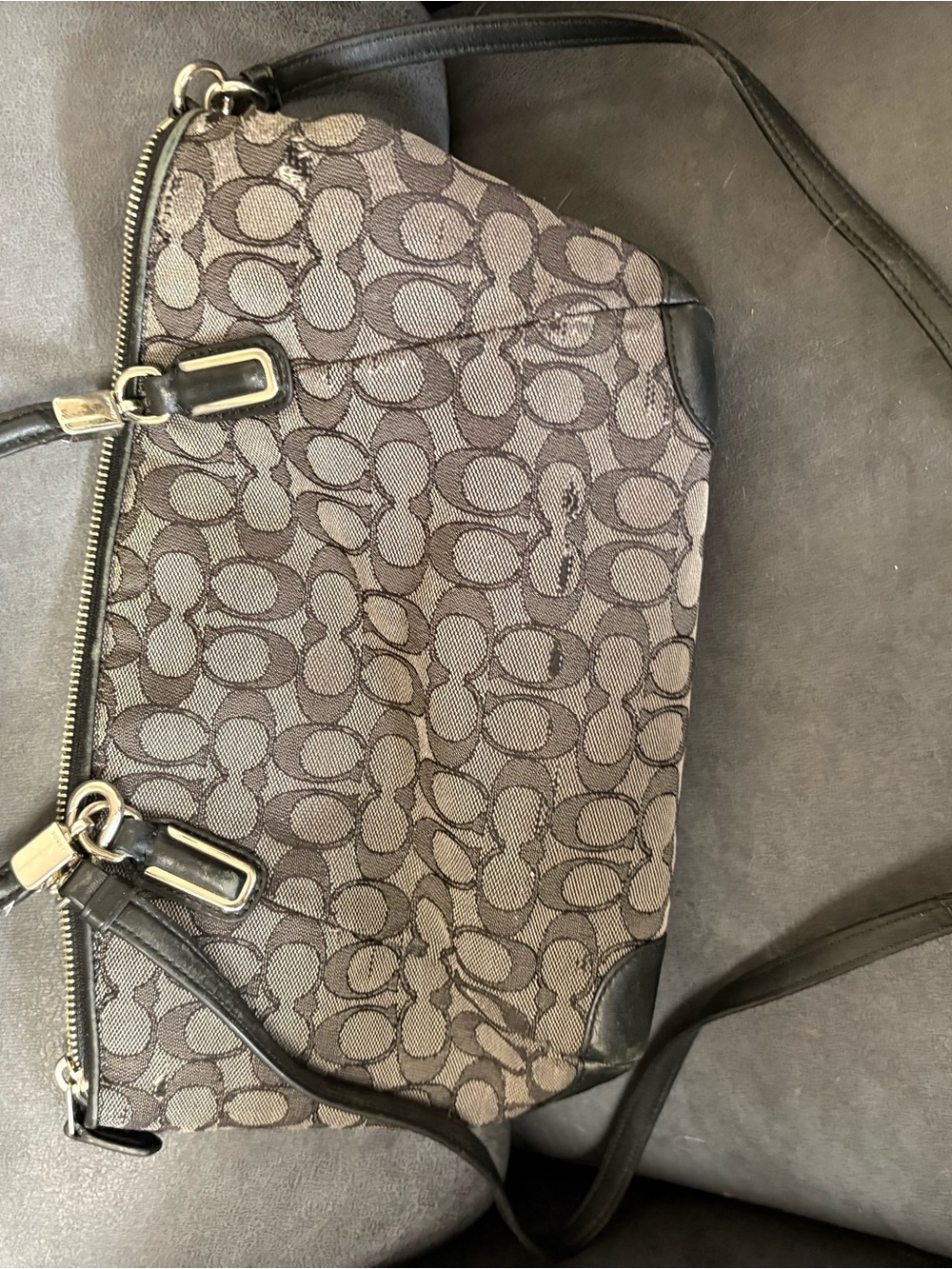 Coach Signature Crossbody Bag in Gray and Black
